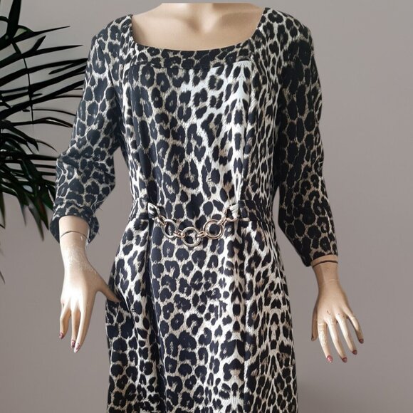 Cartise Animal Print Dress with Gold Chain Detail Dress Women's CAN 20 US 18 - Picture 2 of 5